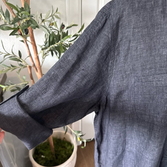 Eileen Fisher Organic Linen Dress Tunic XL Dark Blue Denim Color - Picture 3 of 12